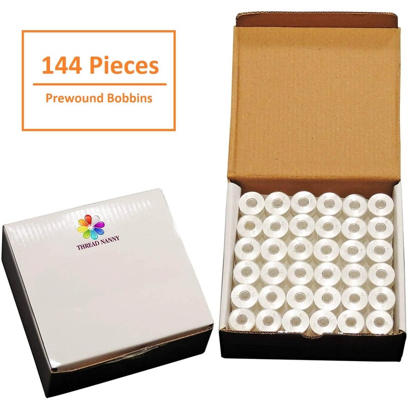 ThreadNanny 144pcs White Prewound Bobbin Thread Plastic Size A (SA156) Works with Brother Embroidery and Sewing Machine Polyester Thread - Image 2